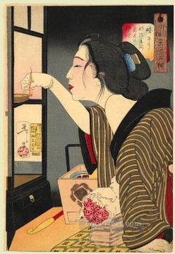 日本 Painting - 暗い表情の明治夫人の姿 月岡芳年